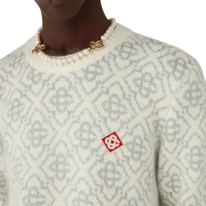 Silver Monogram Mohair Blend Crew Neck