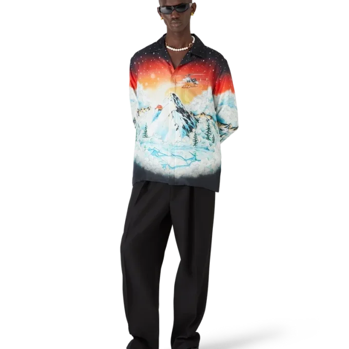 Ski Lake Long Sleeve Silk Twill Shirt Ski Lake Long Sleeve Silk Twill Shirt