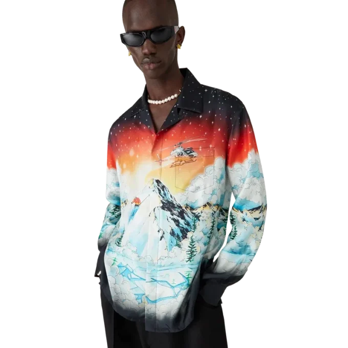 Ski Lake Long Sleeve Silk Twill Shirt Ski Lake Long Sleeve Silk Twill Shirt