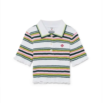 Stripe Cropped Polo Shirt