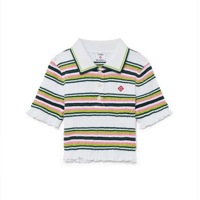 Stripe Cropped Polo Shirt