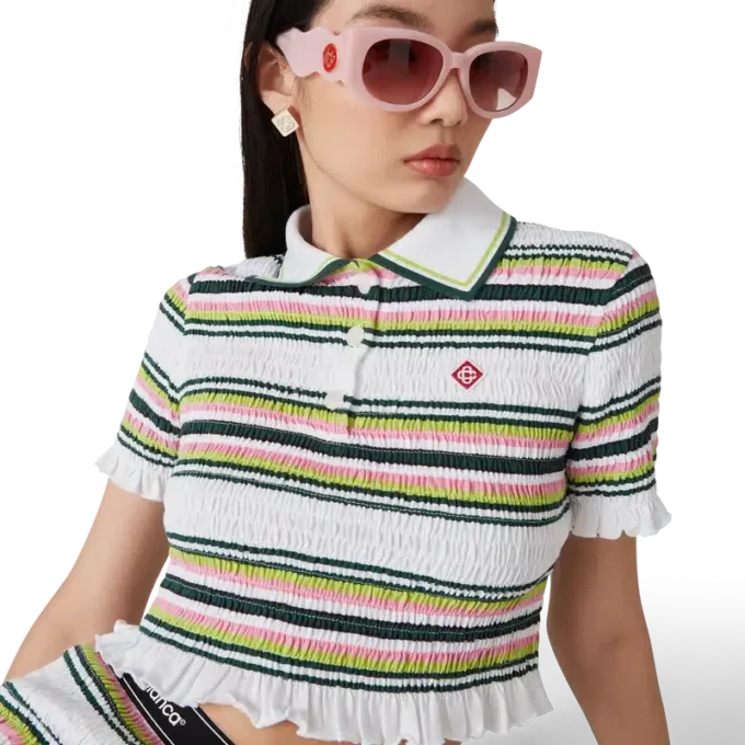 Stripe Cropped Polo Shirt
