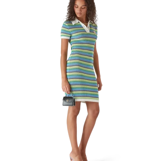 Stripe Short Sleeve Midi Dress