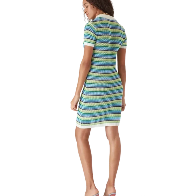 Stripe Short Sleeve Midi Dress