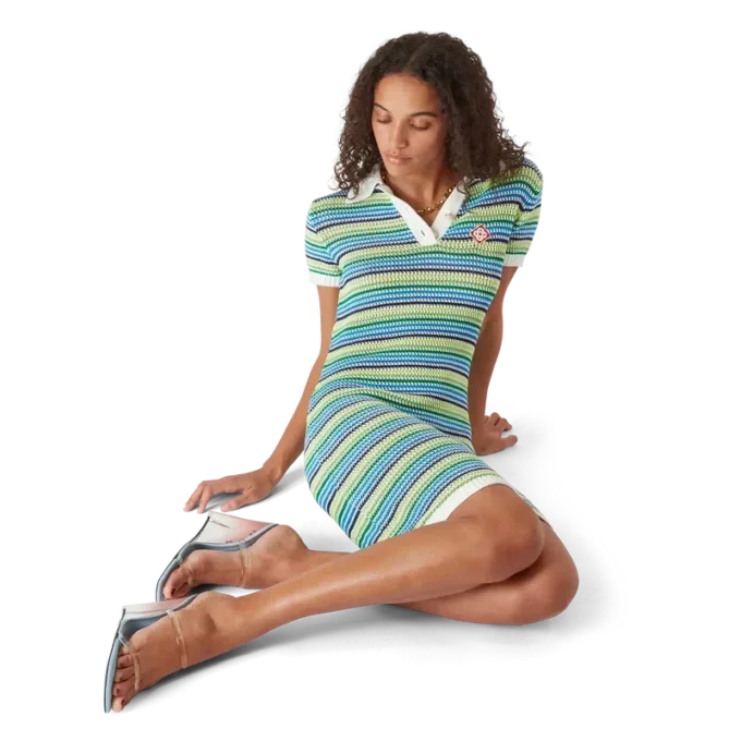 Stripe Short Sleeve Midi Dress