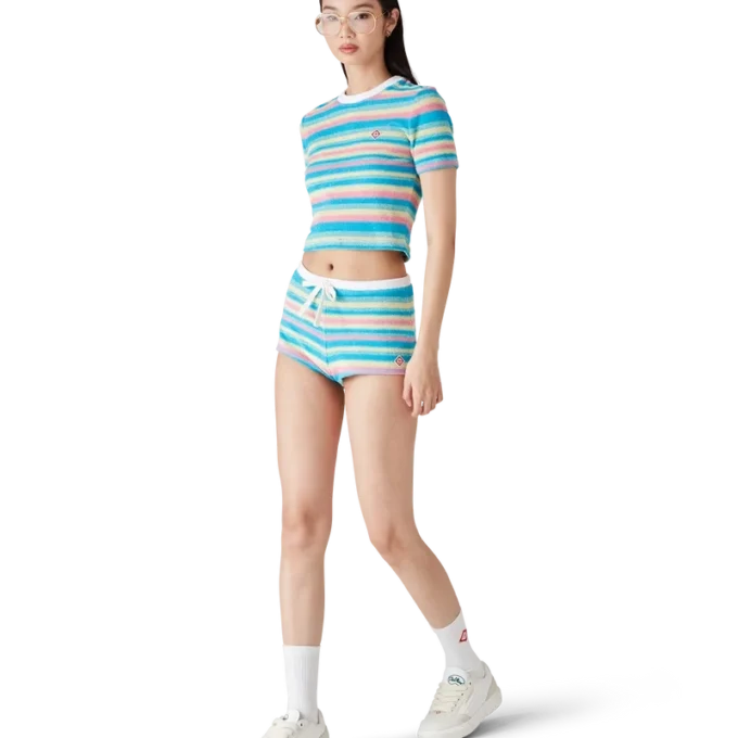 Stripe Towelling Mini Shorts Stripe Towelling Mini Shorts