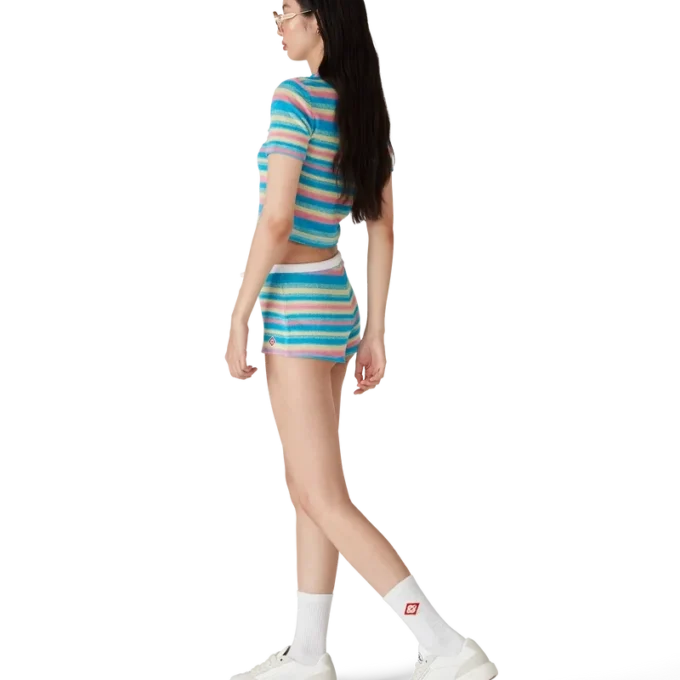Stripe Towelling Mini Shorts Stripe Towelling Mini Shorts