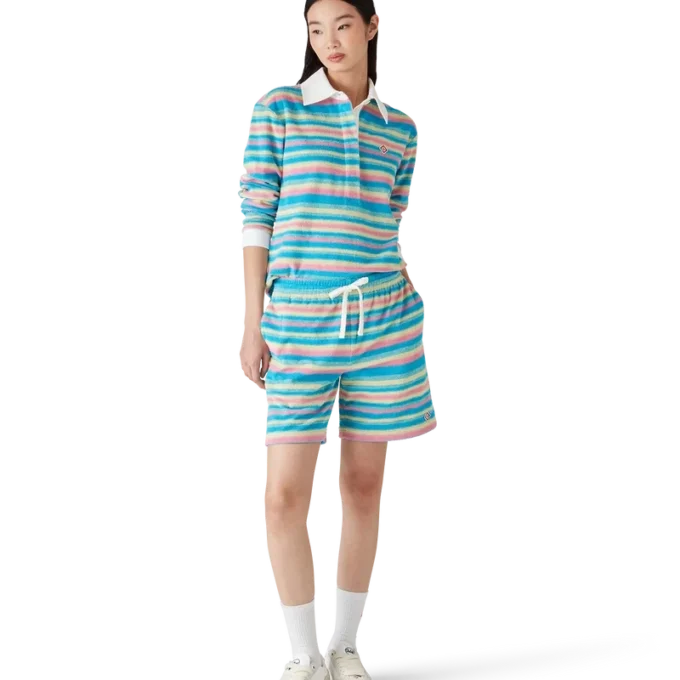 Stripe Towelling Polo Shirt