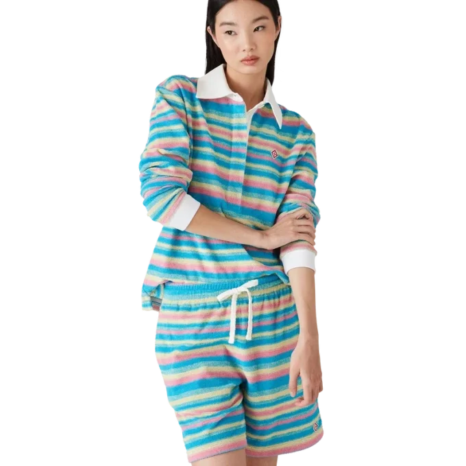 Stripe Towelling Polo Shirt