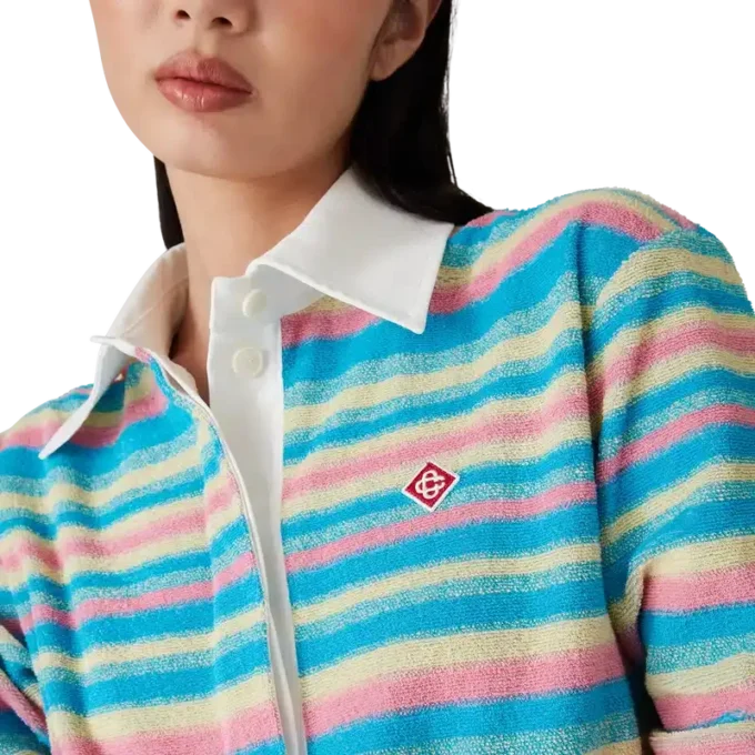 Stripe Towelling Polo Shirt