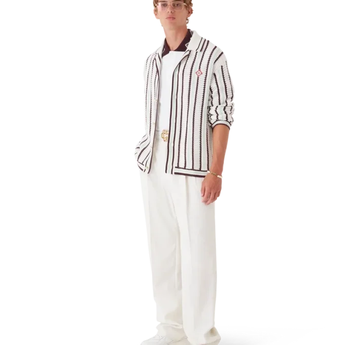 Striped Cotton Crochet Shirt Striped Cotton Crochet Shirt