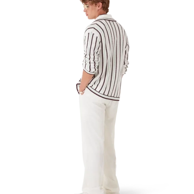 Striped Cotton Crochet Shirt Striped Cotton Crochet Shirt