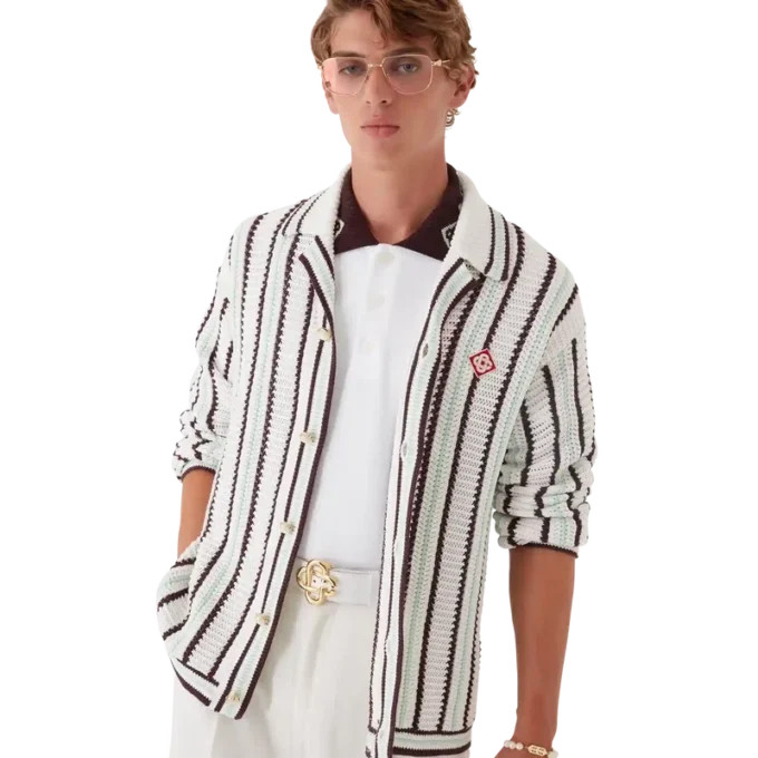 Striped Cotton Crochet Shirt Striped Cotton Crochet Shirt