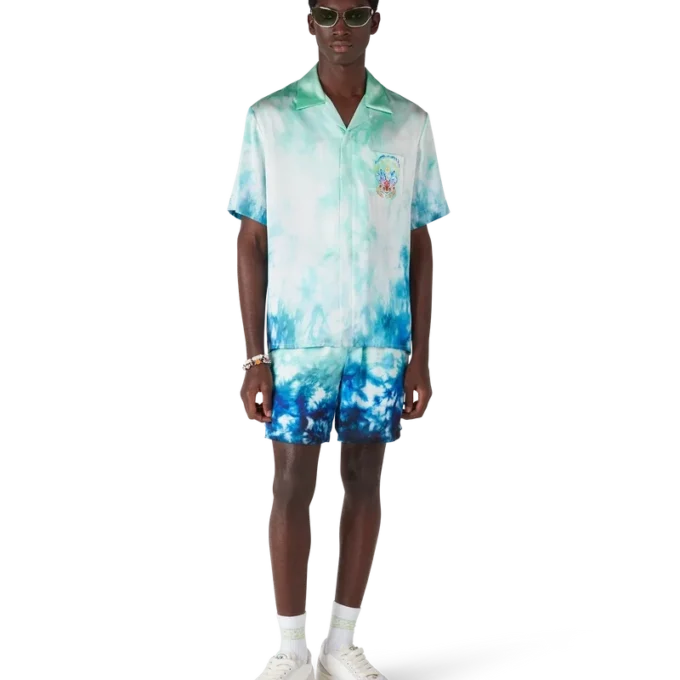 Surf Lotus Short Sleeve Silk Shirt Surf Lotus Short Sleeve Silk Shirt