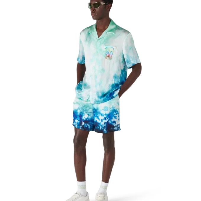 Surf Lotus Short Sleeve Silk Shirt Surf Lotus Short Sleeve Silk Shirt