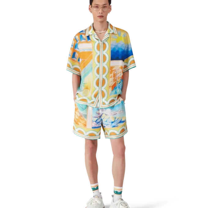 Surreal Pool Short Sleeve Silk Shirt Surreal Pool Short Sleeve Silk Shirt