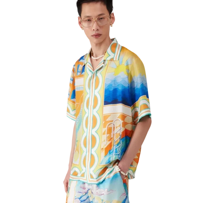 Surreal Pool Short Sleeve Silk Shirt Surreal Pool Short Sleeve Silk Shirt
