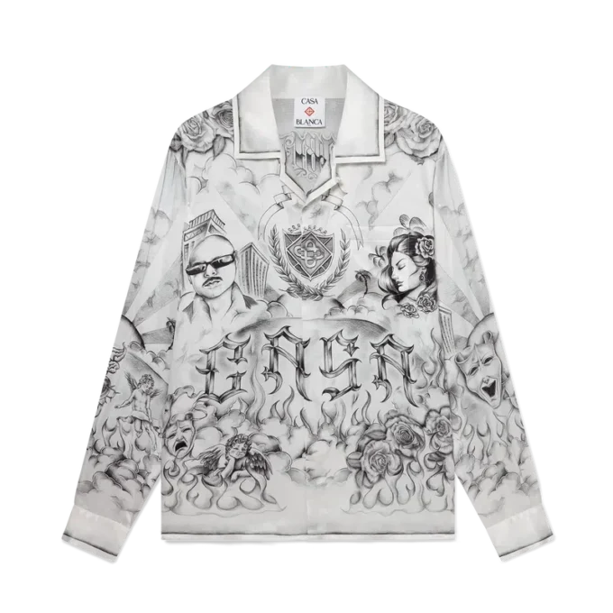 Tattoo Long Sleeve Silk Shirt Tattoo Long Sleeve Silk Shirt