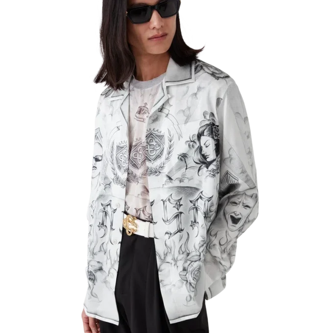 Tattoo Long Sleeve Silk Shirt Tattoo Long Sleeve Silk Shirt