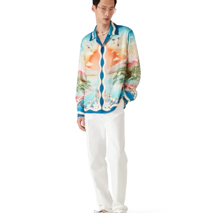Tennis Club Long Sleeve Silk Shirt