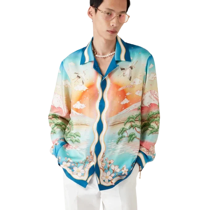 Tennis Club Long Sleeve Silk Shirt