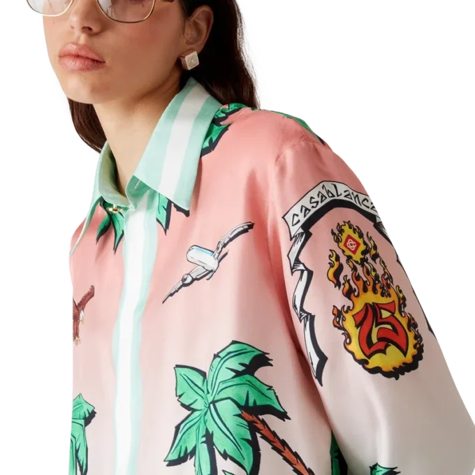 Tennis Club Long Sleeve Silk Shirt