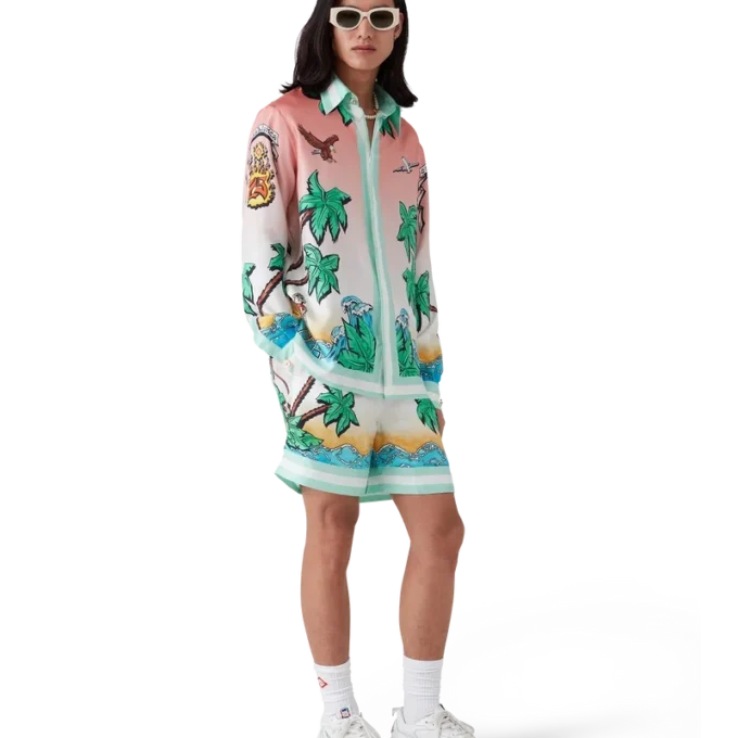 Tennis Club Long Sleeve Silk Shirt