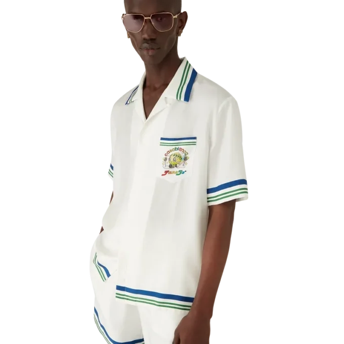 Tennis Mascot Short Sleeve Silk Twill Shirt