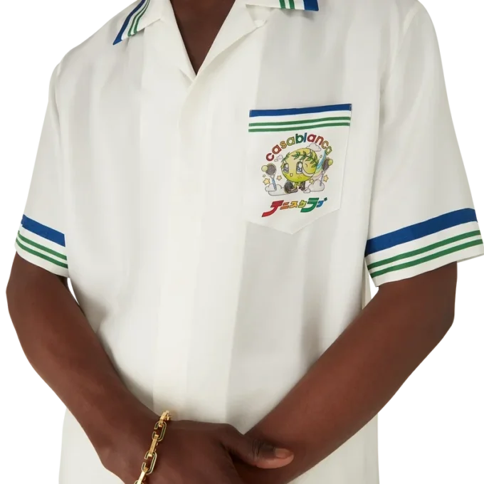 Tennis Mascot Short Sleeve Silk Twill Shirt