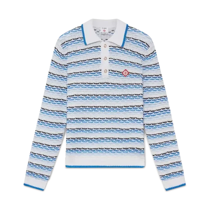 Tuck Stitch Long Sleeve Polo Shirt Tuck Stitch Long Sleeve Polo Shirt