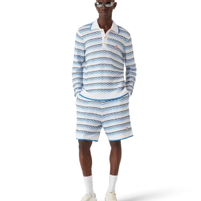 Tuck Stitch Long Sleeve Polo Shirt Tuck Stitch Long Sleeve Polo Shirt