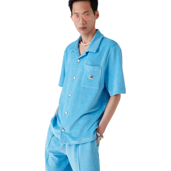 Velour Short Sleeve Stripe Shirt