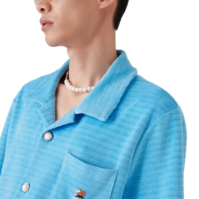 Velour Short Sleeve Stripe Shirt