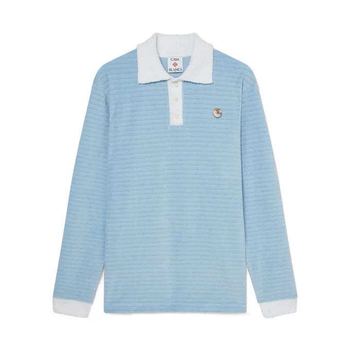 Velour Stripe Polo Shirt Velour Stripe Polo Shirt