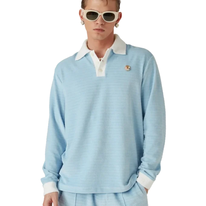 Velour Stripe Polo Shirt Velour Stripe Polo Shirt