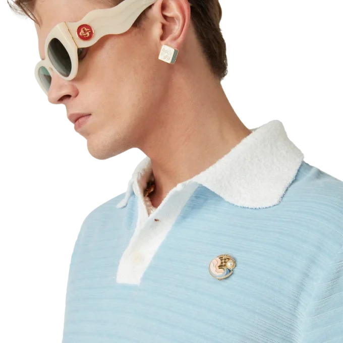 Velour Stripe Polo Shirt Velour Stripe Polo Shirt