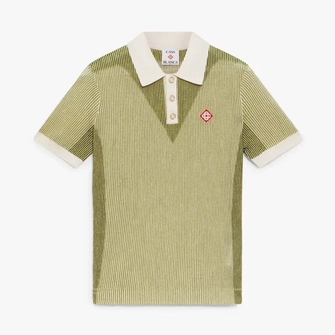 Vertical Stripe Short Sleeve Polo Shirt Vertical Stripe Short Sleeve Polo Shirt