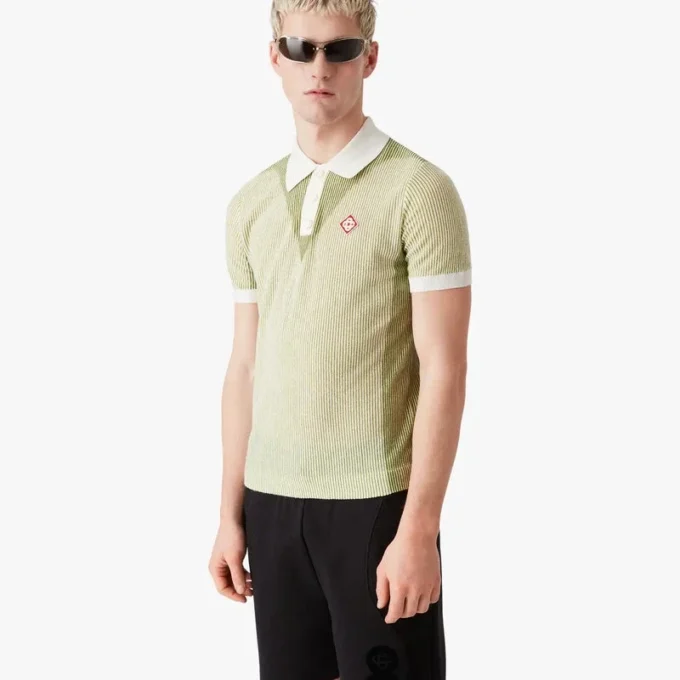 Vertical Stripe Short Sleeve Polo Shirt Vertical Stripe Short Sleeve Polo Shirt