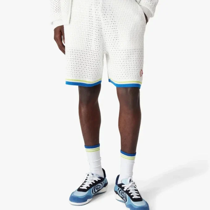 White & Blue Crochet Shorts