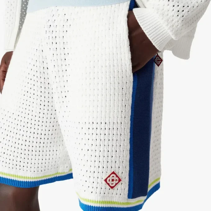 White & Blue Crochet Shorts