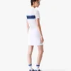 White & Blue Striped Mesh Midi Dress