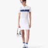 White & Blue Striped Mesh Midi Dress