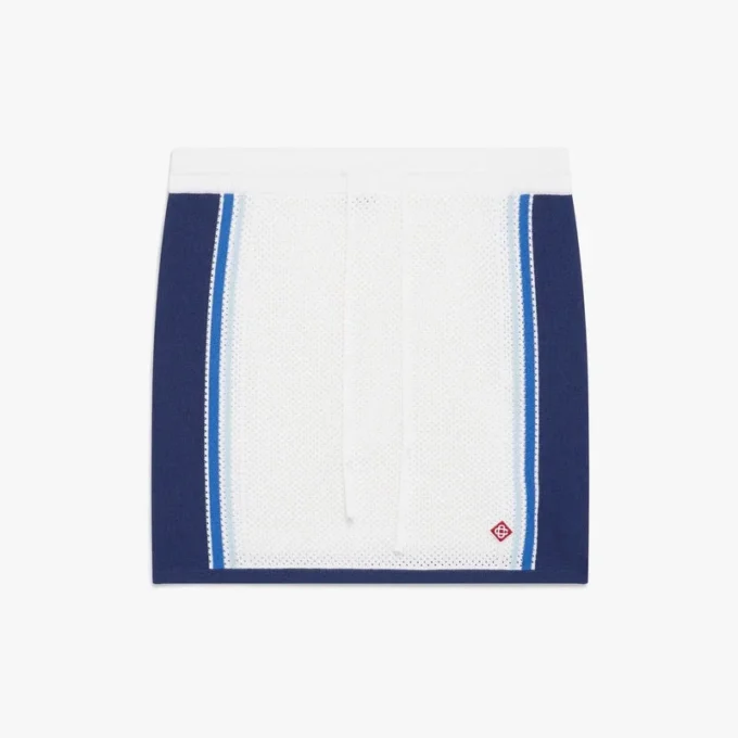 White & Blue Striped Mesh Mini Skirt White & Blue Striped Mesh Mini Skirt