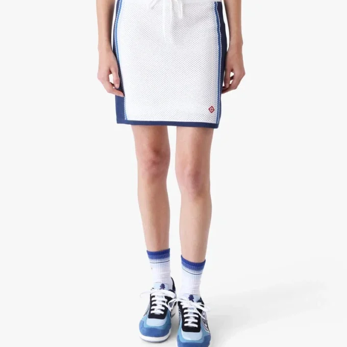 White & Blue Striped Mesh Mini Skirt White & Blue Striped Mesh Mini Skirt