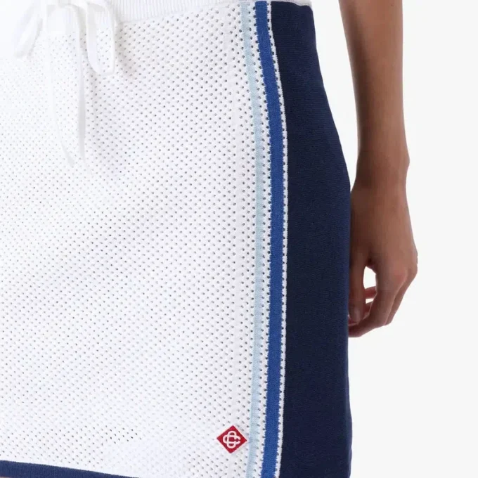 White & Blue Striped Mesh Mini Skirt White & Blue Striped Mesh Mini Skirt