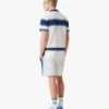 White & Blue Striped Mesh Short Sleeve Polo Shirt White & Blue Striped Mesh Short Sleeve Polo Shirt