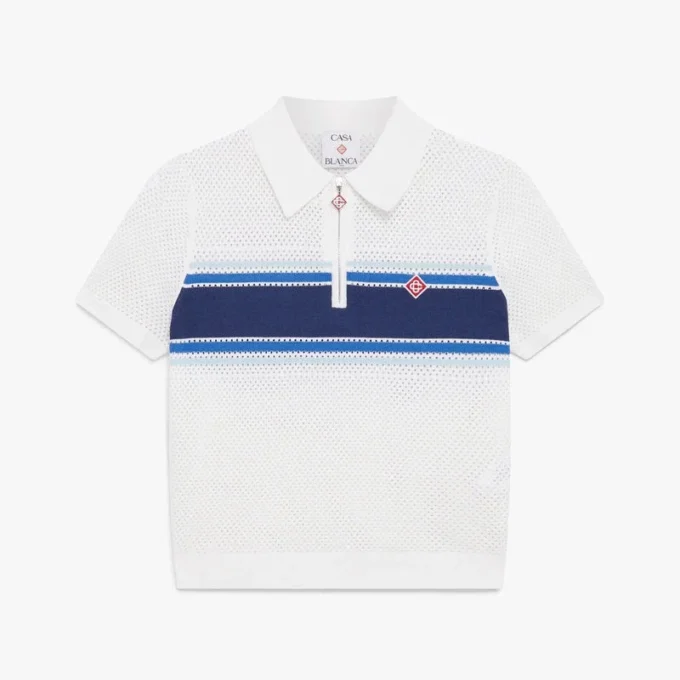 White & Blue Striped Mesh Top White & Blue Striped Mesh Top