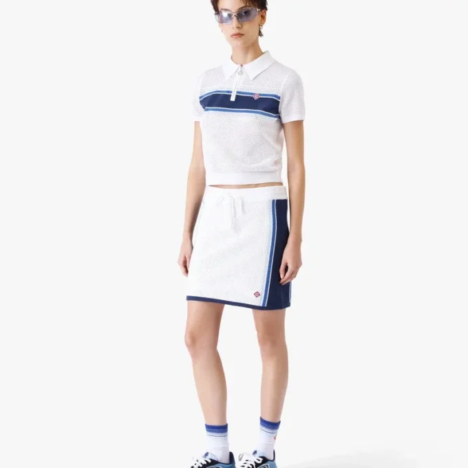 White & Blue Striped Mesh Top White & Blue Striped Mesh Top