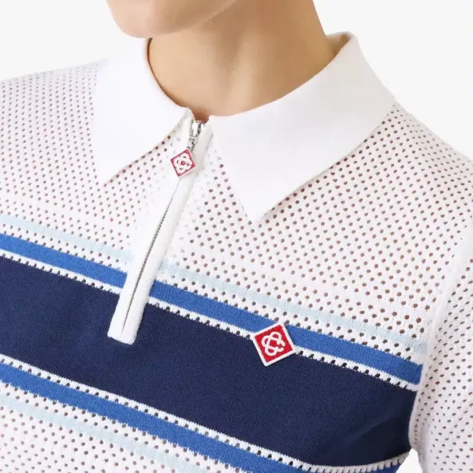White & Blue Striped Mesh Top White & Blue Striped Mesh Top