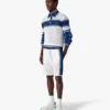 White & Blue Striped Mesh Track Shorts White & Blue Striped Mesh Track Shorts